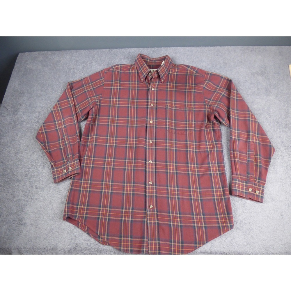 Viyella Mens Red Plaid Long Sleeve Cotton Wool Blend‎ Button Down Shirt XL